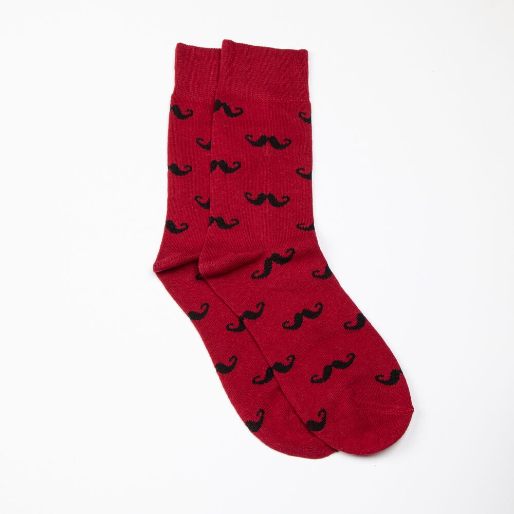 The Moustache Red Socks